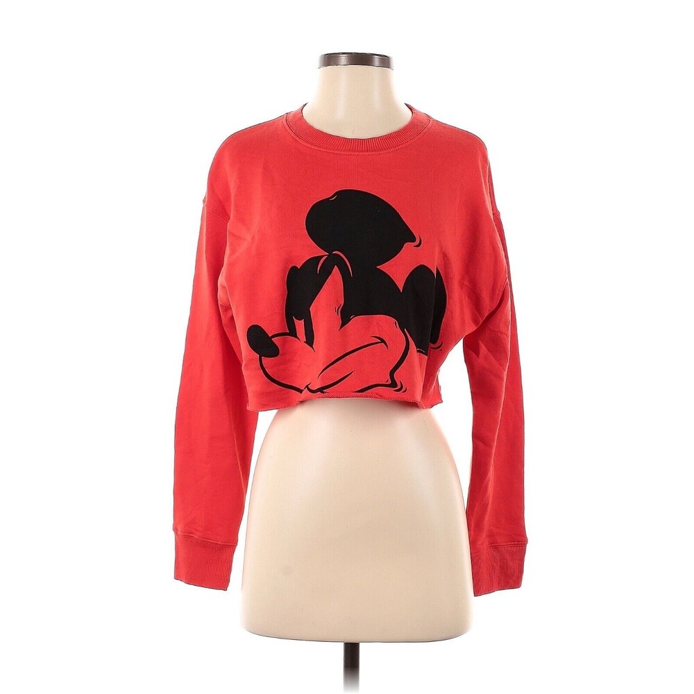ZARA Red Black ©Disney Mickey Mouse® Cropped Sweatshirt - S